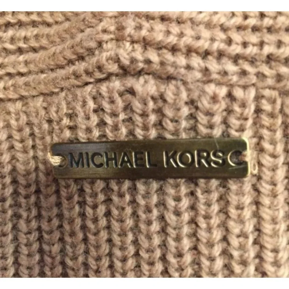 Michael Kors Camel Wrap Cardigan with Faux-Fur Shawl Collar